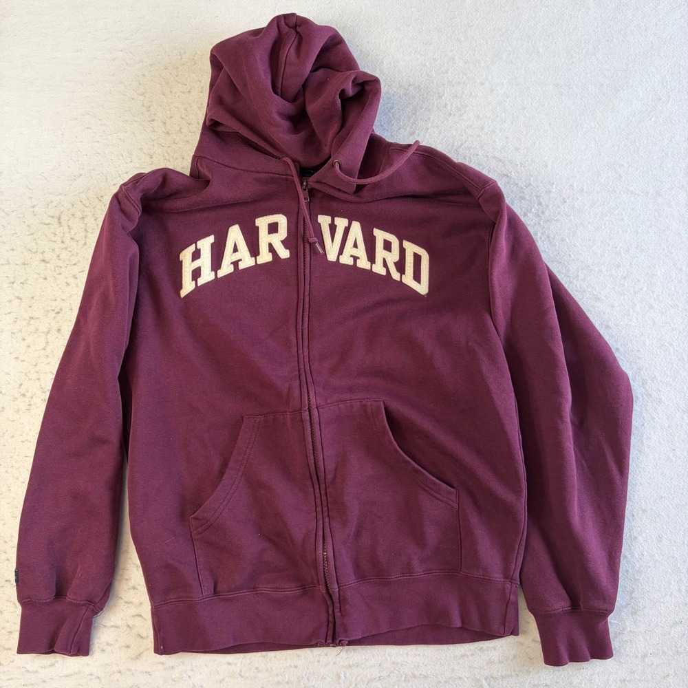 JanSport Harvard Full Zip Hoodie Medium Maroon Collegiate Fleece Sweatshirt